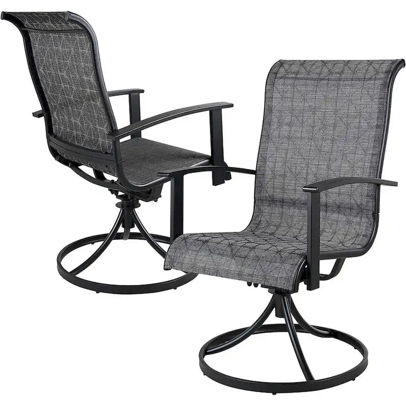 Patio Dining Metal Outdoor Rocking Chair for Lawn Garden Backyard Deck, Black & Grey Plaid(2 Pack) - N/A