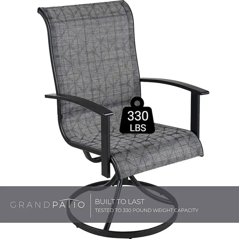 Patio Dining Metal Outdoor Rocking Chair for Lawn Garden Backyard Deck, Black & Grey Plaid(2 Pack) - N/A