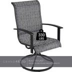 Patio Dining Metal Outdoor Rocking Chair for Lawn Garden Backyard Deck, Black & Grey Plaid(2 Pack) - N/A