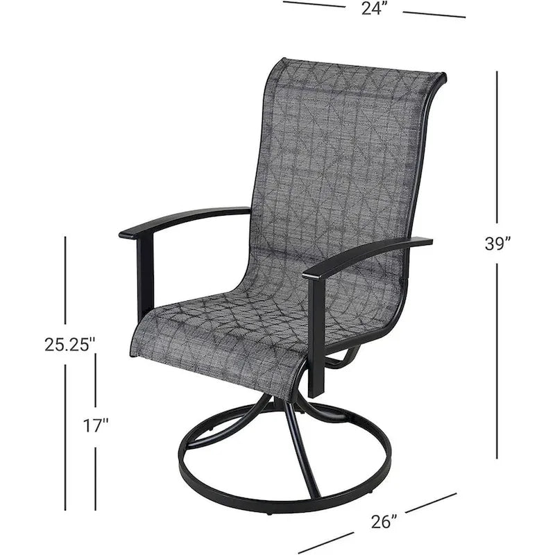 Patio Dining Metal Outdoor Rocking Chair for Lawn Garden Backyard Deck, Black & Grey Plaid(2 Pack) - N/A