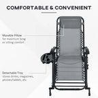 2 Pieces Foldable Reclining Zero Gravity Lounge Rocker with Pillow