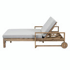 Farmhouse-style Wooden Outdoor Sunbed for 2-Person Relaxation, Outdoor Daybed