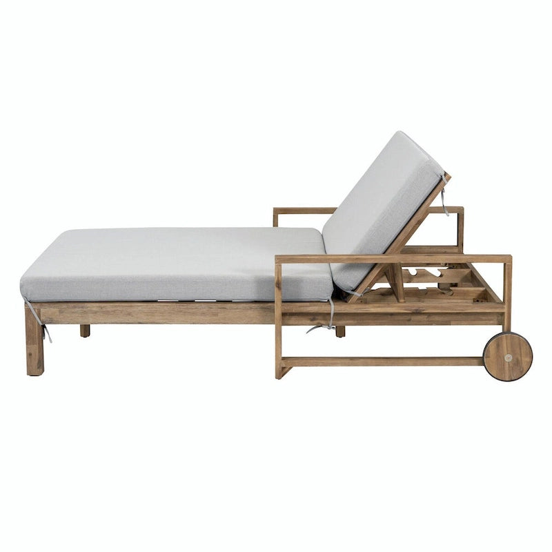 Farmhouse-style Wooden Outdoor Sunbed for 2-Person Relaxation, Outdoor Daybed