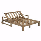 Farmhouse-style Wooden Outdoor Sunbed for 2-Person Relaxation, Outdoor Daybed