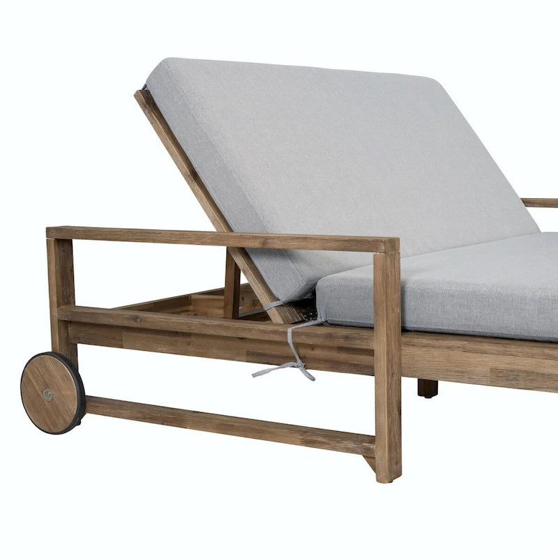 Farmhouse-style Wooden Outdoor Sunbed for 2-Person Relaxation, Outdoor Daybed