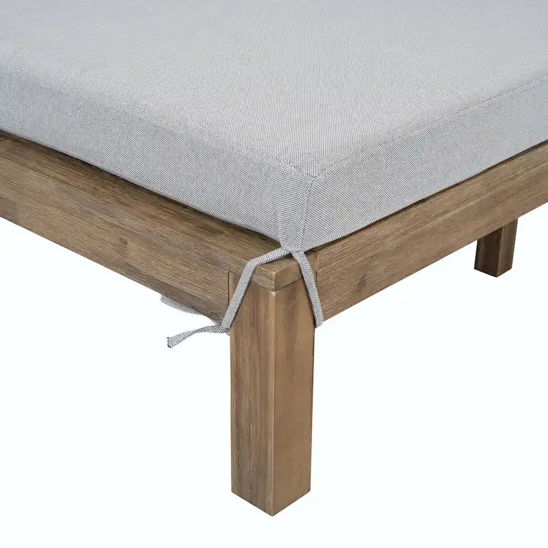 Farmhouse-style Wooden Outdoor Sunbed for 2-Person Relaxation, Outdoor Daybed