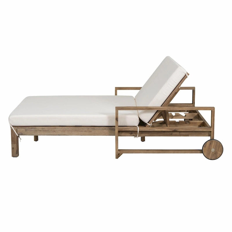Farmhouse-style Wooden Outdoor Sunbed for 2-Person Relaxation, Outdoor Daybed