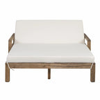 Farmhouse-style Wooden Outdoor Sunbed for 2-Person Relaxation, Outdoor Daybed