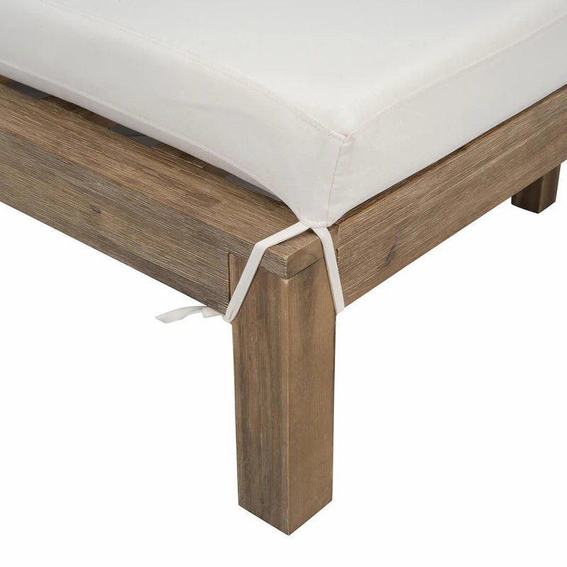 Farmhouse-style Wooden Outdoor Sunbed for 2-Person Relaxation, Outdoor Daybed