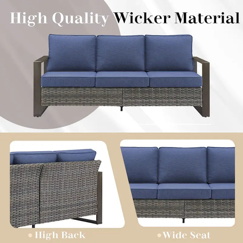 Outdoor Sectional Sofa with Swivel Chair, Ottomans - Grey