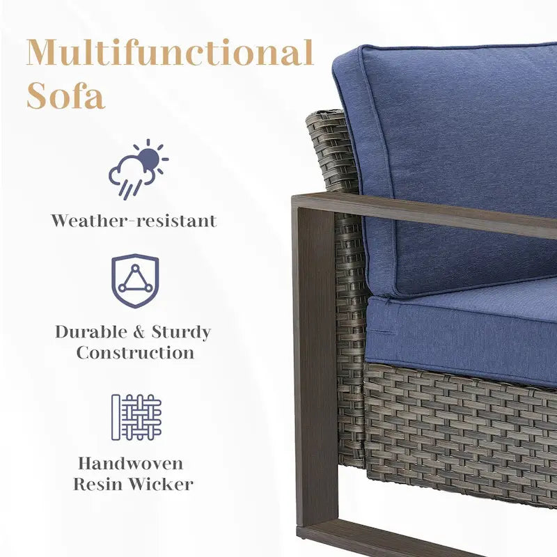 Outdoor Sectional Sofa with Swivel Chair, Ottomans - Grey