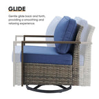 Outdoor Sectional Sofa with Swivel Chair, Ottomans - Grey