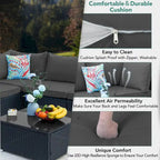 7 Pieces Outdoor Woven Rattan Sectional Sofa,Grey