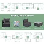 7 Pieces Outdoor Woven Rattan Sectional Sofa,Grey