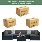 7 Pieces Outdoor Woven Rattan Sectional Sofa,Grey