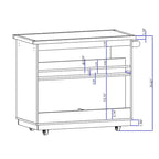 Rolling Kitchen Island Kitchen island Cart Spice Rack Kitchen Cart - 46.00L * 21.70W * 35.62H