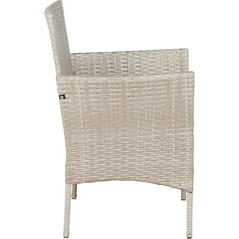 BTEXPERT Tempered Gray/Navy Blue Outdoor Wicker Conversation 3 Piece Bistro Garden Patio Set