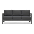 5-Pieces Aluminum Conversation Set Modern Grey Metal sectional Sofa with Dark Grey Cushions - 73x26x32