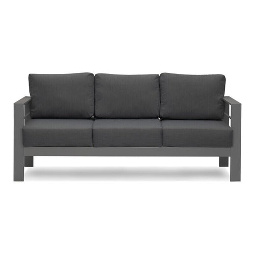 5-Pieces Aluminum Conversation Set Modern Grey Metal sectional Sofa with Dark Grey Cushions - 73x26x32