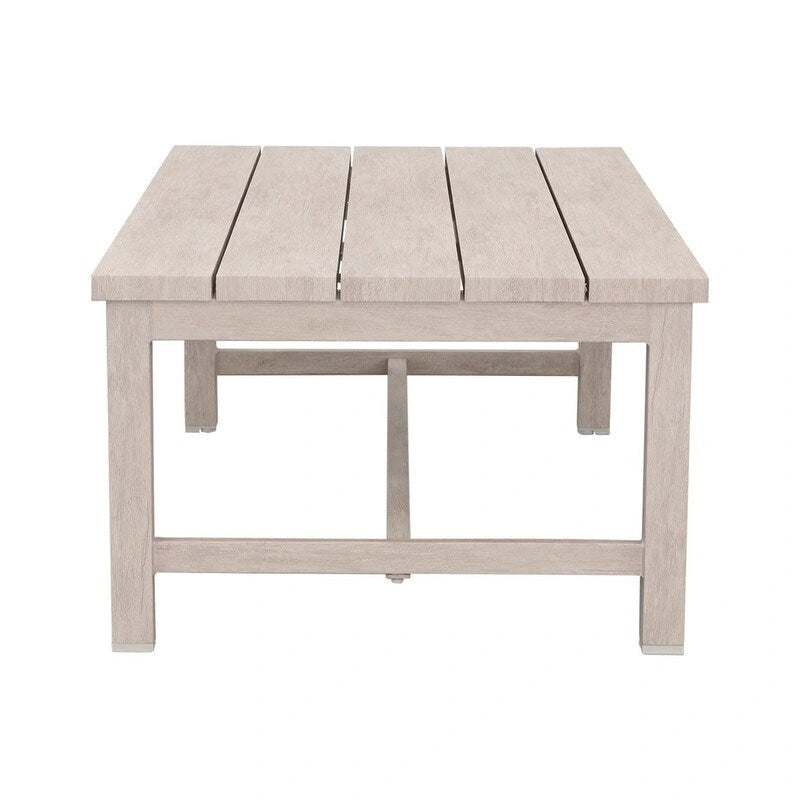 Solid Construction Durable Aluminum Coffee Table,Whitewashed Birch Look