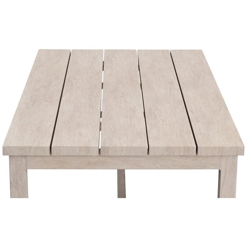 Solid Construction Durable Aluminum Coffee Table,Whitewashed Birch Look