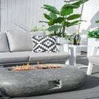 7 Piece Aluminum Patio Conversation Sofa Set with Oval Cement Fire Pit Table