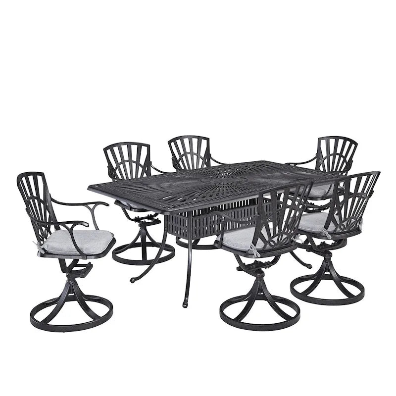 Grenada Charcoal Aluminum 7 Piece Outdoor Dining Set - 72 x 29 x 42
