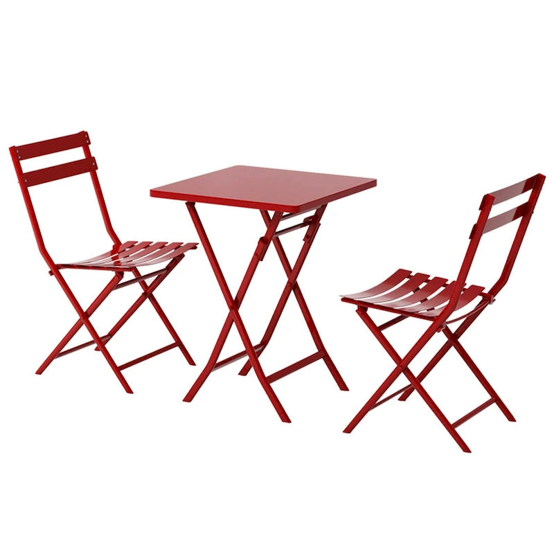 3 Piece Red Foldable Outdoor Bistro Sets