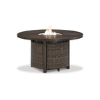 Signature Design by Ashley Paradise Trail Medium Brown/Beige Outdoor Sofa, Lounge Chairs and Fire Pit Table - 84W x 34D x 37H