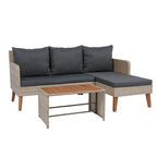 3-Piece Outdoor Patio Wicker Rattan Furniture Sofa Set with Dark Grey Cushion - 73.62X48.03