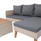 3-Piece Outdoor Patio Wicker Rattan Furniture Sofa Set with Dark Grey Cushion - 73.62X48.03