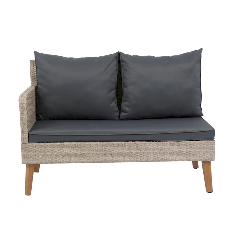 3-Piece Outdoor Patio Wicker Rattan Furniture Sofa Set with Dark Grey Cushion - 73.62X48.03