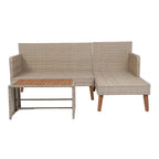 3-Piece Outdoor Patio Wicker Rattan Furniture Sofa Set with Dark Grey Cushion - 73.62X48.03