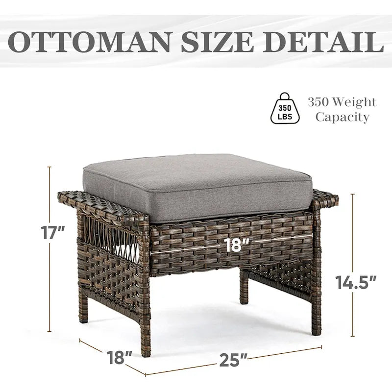 2 Club Chair,2 Ottoman, 3-seat Sofa and Coffee Table - Brown