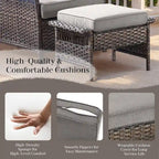 2 Club Chair,2 Ottoman, 3-seat Sofa and Coffee Table - Brown