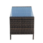 Rectangular Iron Outdoor Dining Table with Tempered Glass in Brown