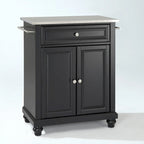 Crosley Cambridge Stainless Steel Top Portable Kitchen Island in Black Finish - N/A