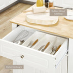 Rolling Adjustable Shelf Kitchen Island with Drawer and 2 Towel Racks