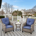3PCS Outdoor Patio Rattan Furniture Set - Grey