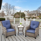 3PCS Outdoor Patio Rattan Furniture Set - Grey