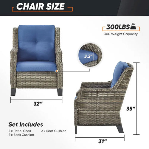 3PCS Outdoor Patio Rattan Furniture Set - Grey
