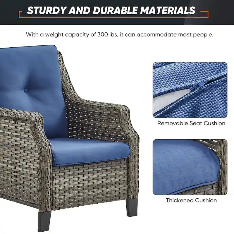 3PCS Outdoor Patio Rattan Furniture Set - Grey
