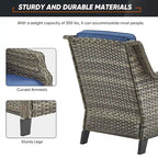 3PCS Outdoor Patio Rattan Furniture Set - Grey