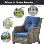 3PCS Outdoor Patio Rattan Furniture Set - Grey