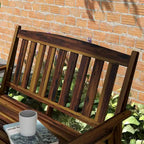 Wood Outdoor Bench, 2-Person Garden Bench with Cupholder Armrests, Slatted Seat and Backrest, Park Bench for Patio