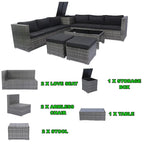 8 Piece Patio Sectional Wicker Rattan Outdoor Furniture Sofa Set with One Storage Box Under Seat