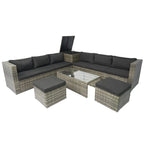 8 Piece Patio Sectional Wicker Rattan Outdoor Furniture Sofa Set with One Storage Box Under Seat