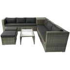 8 Piece Patio Sectional Wicker Rattan Outdoor Furniture Sofa Set with One Storage Box Under Seat