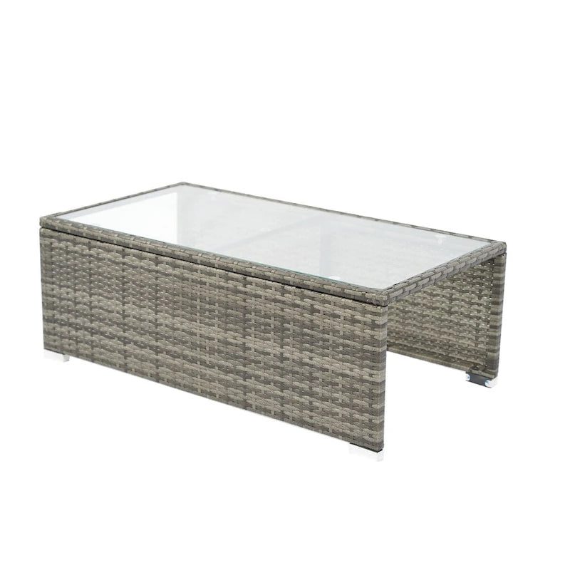 8 Piece Patio Sectional Wicker Rattan Outdoor Furniture Sofa Set with One Storage Box Under Seat