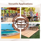 6-Person Circular Outdoor Wooden Picnic Table Set